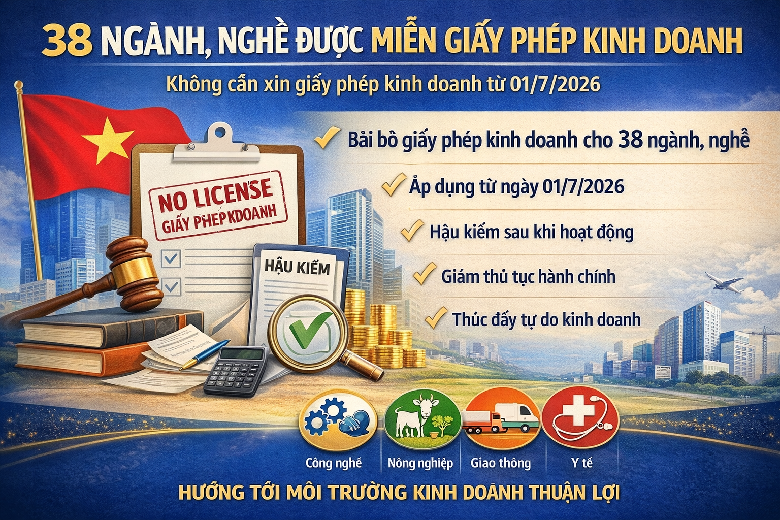 38 ngành, nghề được miễn giấy phép kinh doanh từ 01/7/2026 38 ngành, nghề được miễn giấy phép kinh doanh từ 01/7/2026